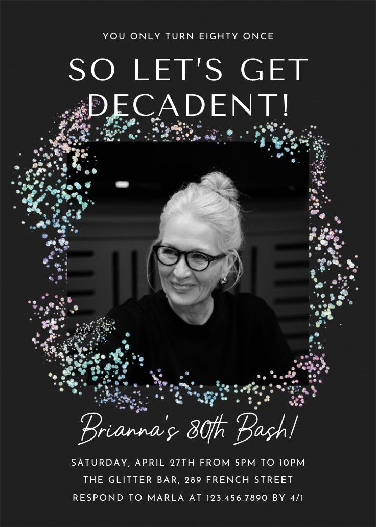 Decadent glitz photo 80 - invitación de cumpleaños