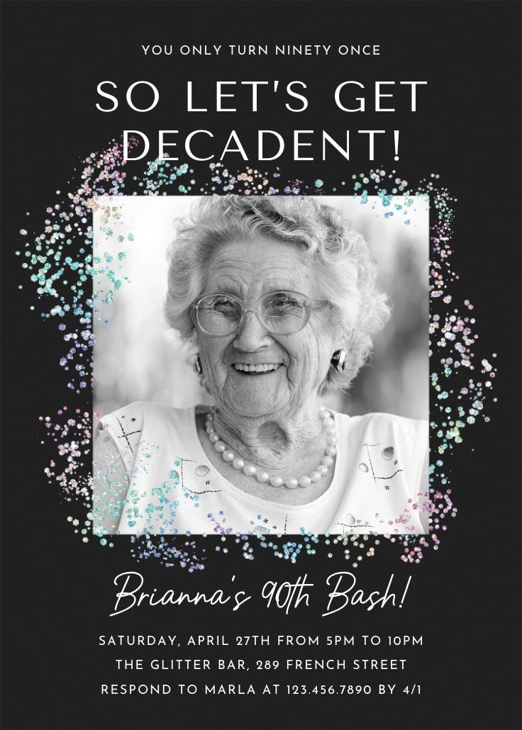 Decadent glitz photo 90 - birthday invitation
