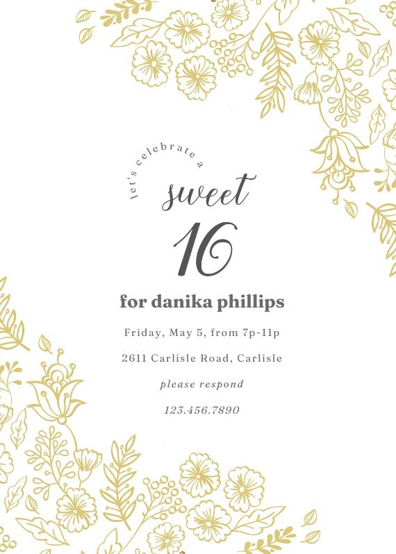 Delicate diagonal - sweet 16 invitation