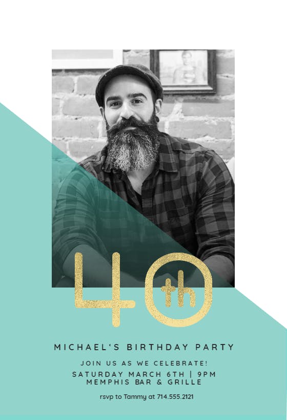 Diagonal split 40 -  invitación de cumpleaños