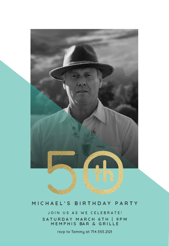 Diagonal split 50 - birthday invitation