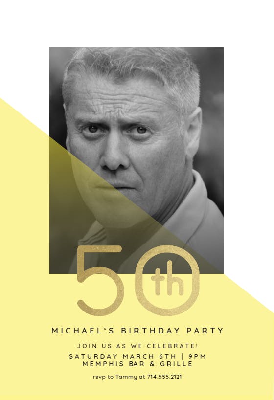 Diagonal split 50 -  invitación de cumpleaños