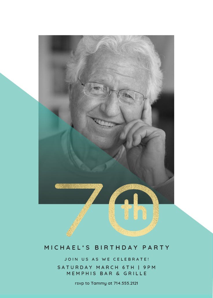 Diagonal split 70 - birthday invitation