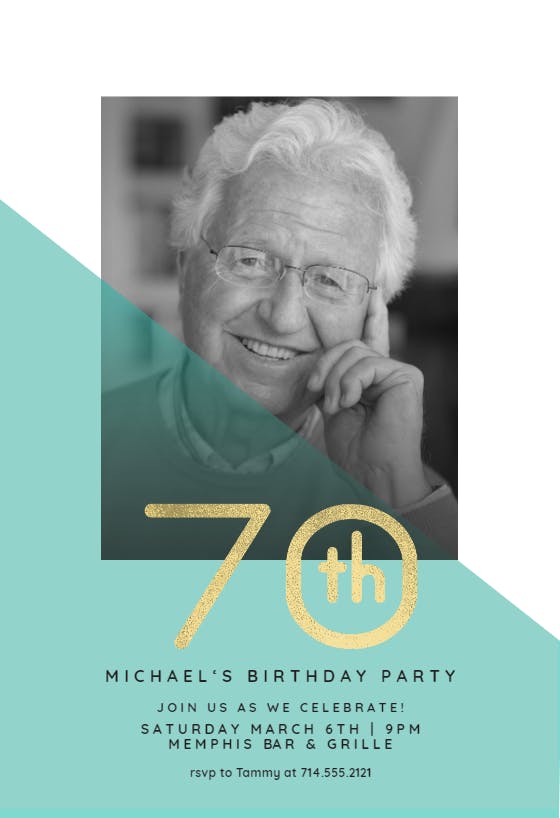 Diagonal split 70 - birthday invitation