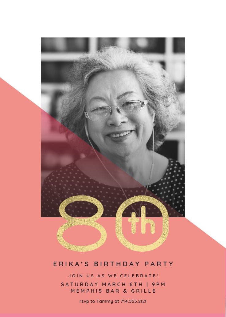 Diagonal split 80 - birthday invitation