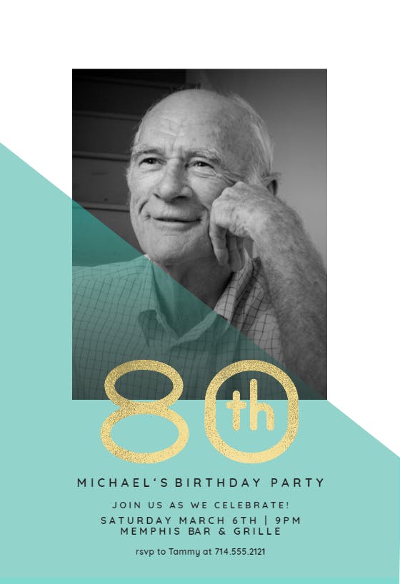 Diagonal split 80 - birthday invitation