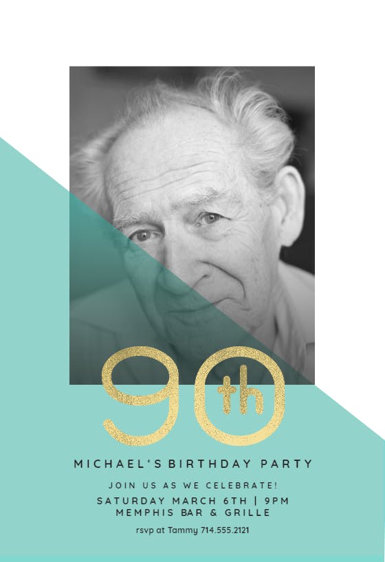 Diagonal split 90 - birthday invitation