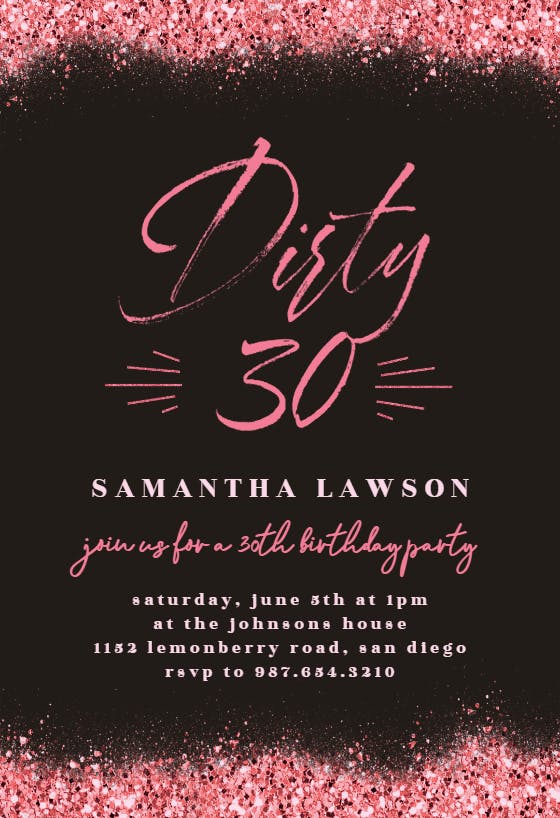 Dirty 30 - Birthday Invitation Template (Free) | Greetings Island