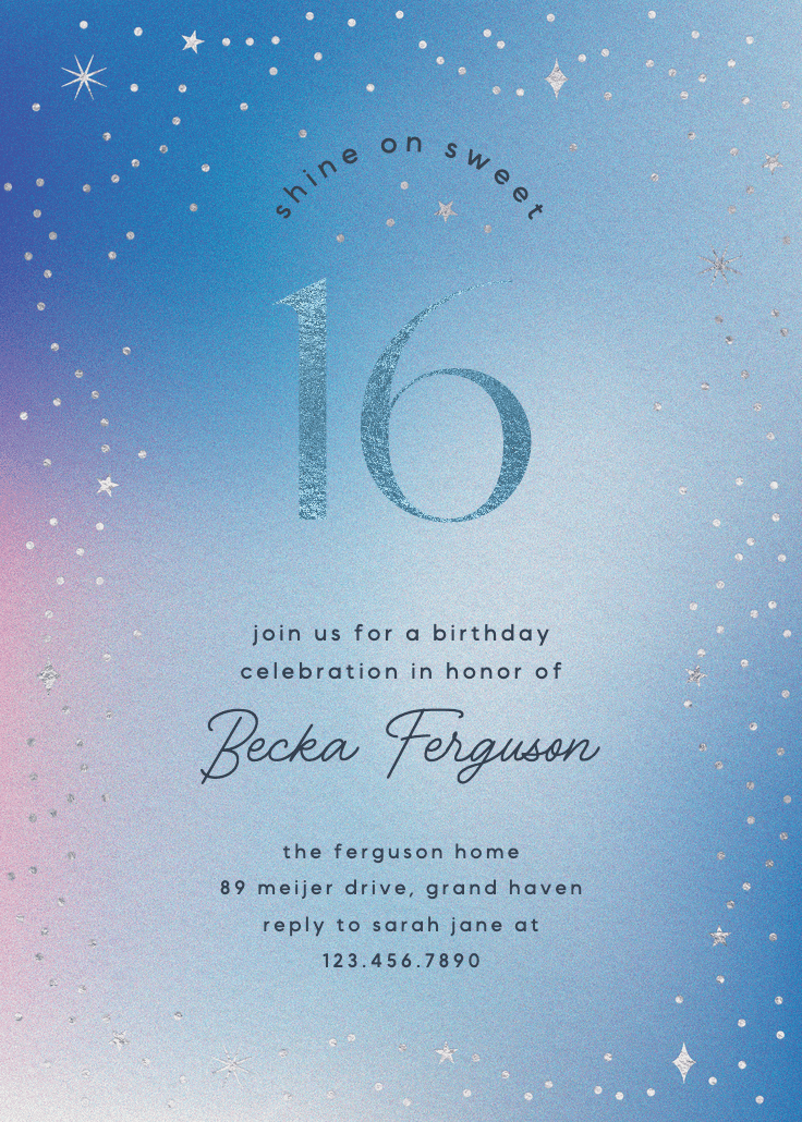 Dreamy night - invitación de cumpleaños