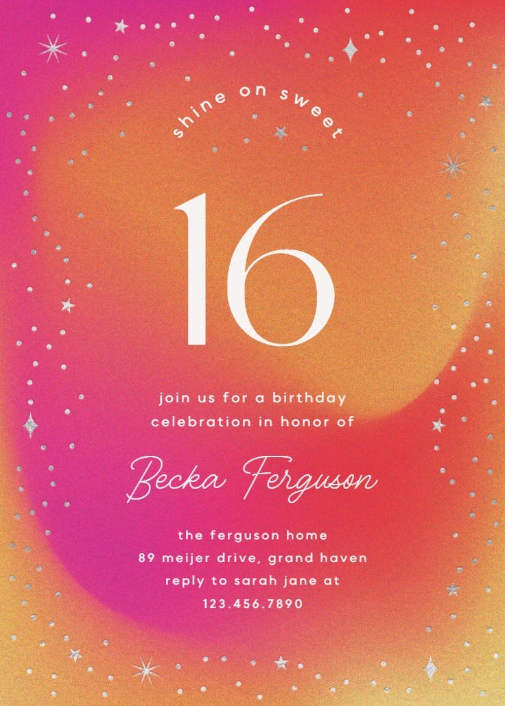 Dreamy night - sweet 16 invitation