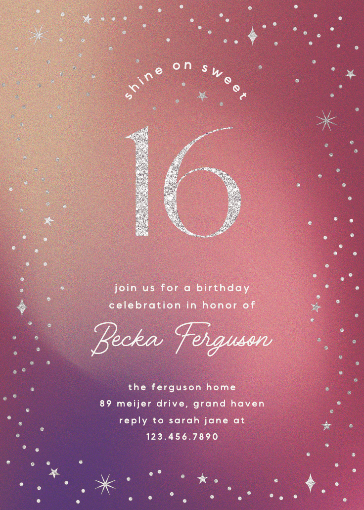 Dreamy night - invitación de cumpleaños