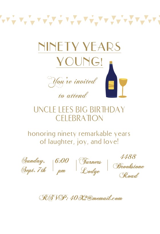 Eighty years young - birthday invitation
