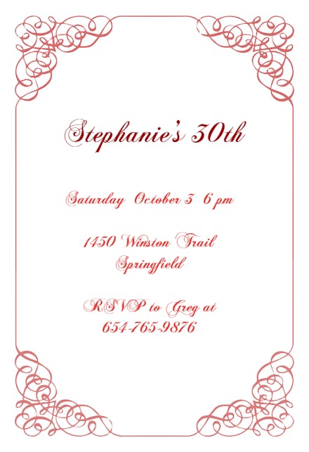 Elaborate Lines - Birthday Invitation