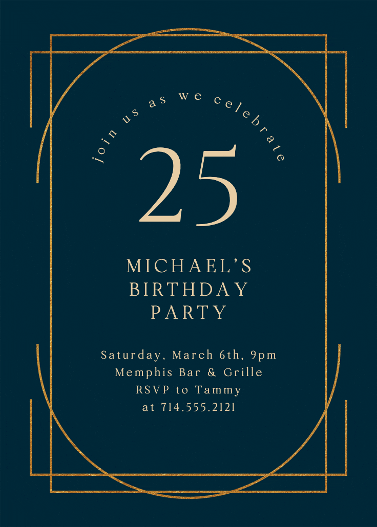 Elegant 25 - invitación de cumpleaños