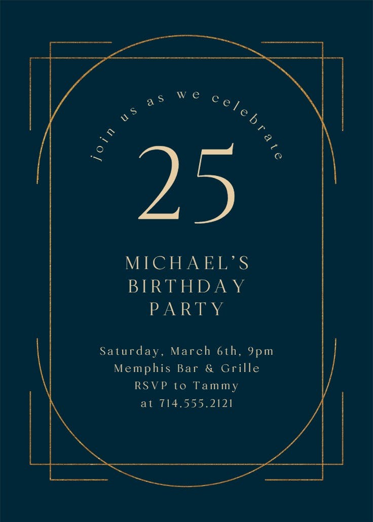 Elegant 25 - birthday invitation