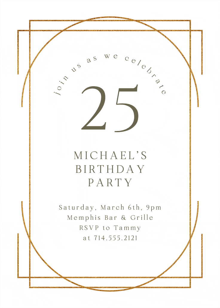 Elegant 25 - birthday invitation