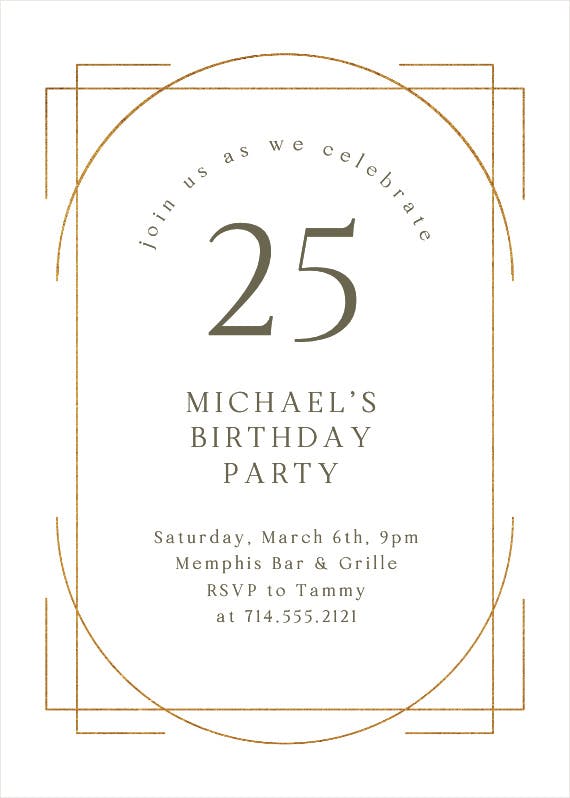 Elegant 25 - birthday invitation