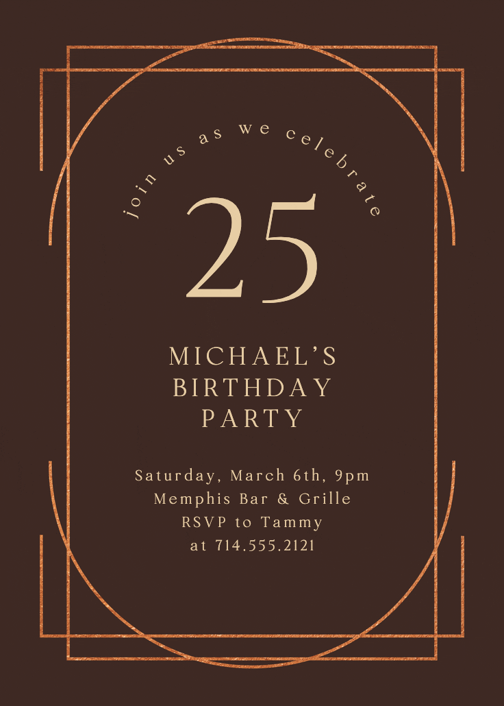 Elegant 25 - birthday invitation