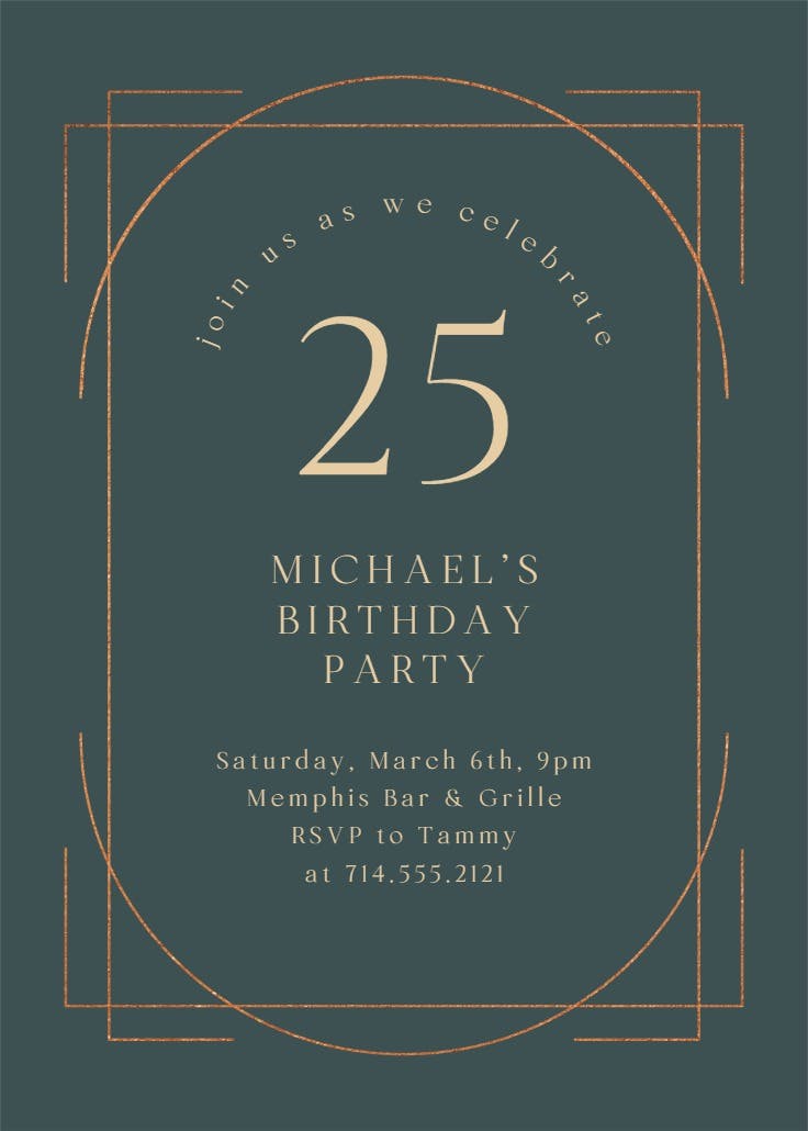 Elegant 25 - invitación de cumpleaños