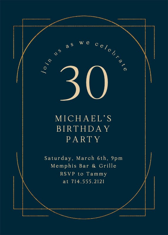 Elegant 30 - birthday invitation