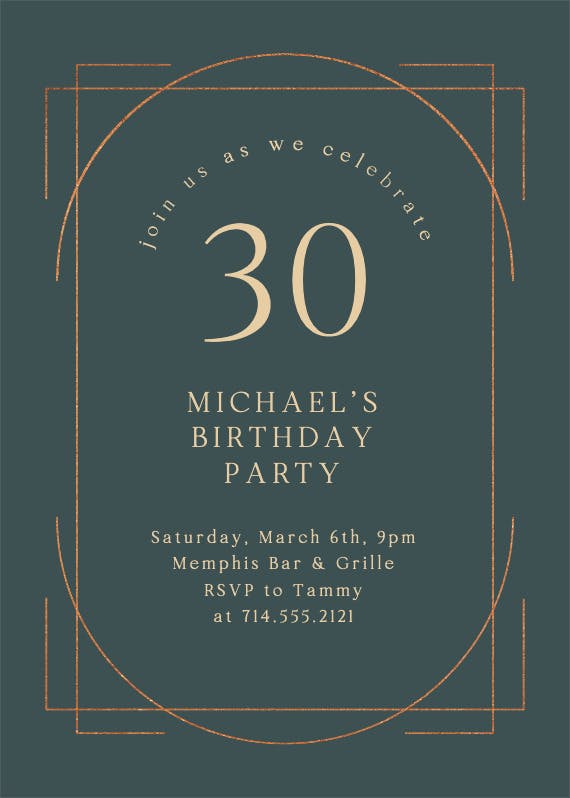 Elegant 30 -  invitation template