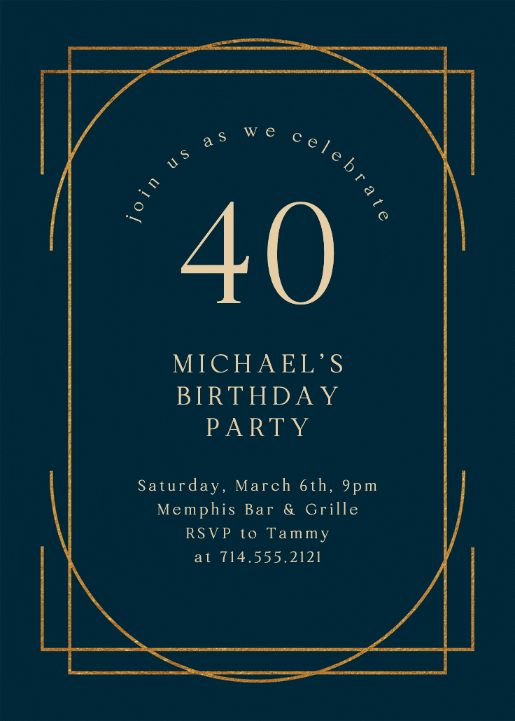 Elegant 40 -  invitación de cumpleaños