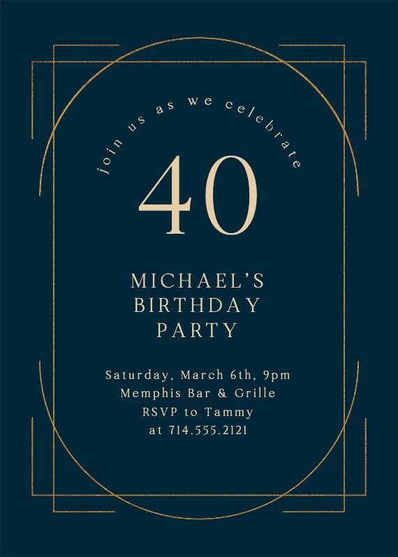 Elegant 40 -  invitación de cumpleaños