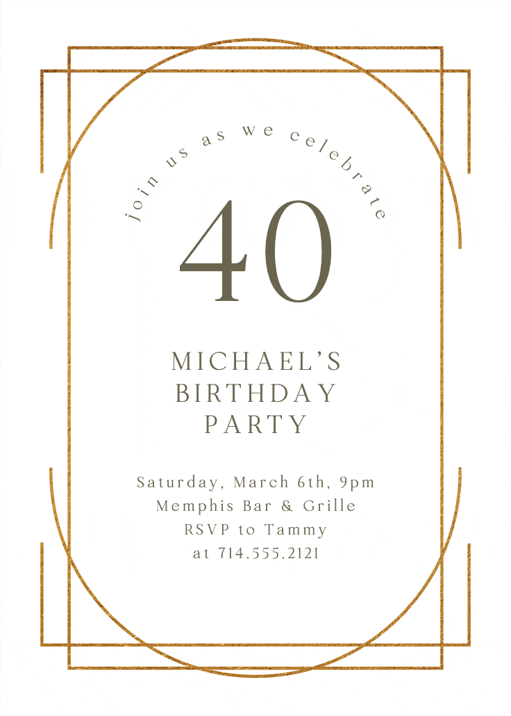 Elegant 40 - birthday invitation