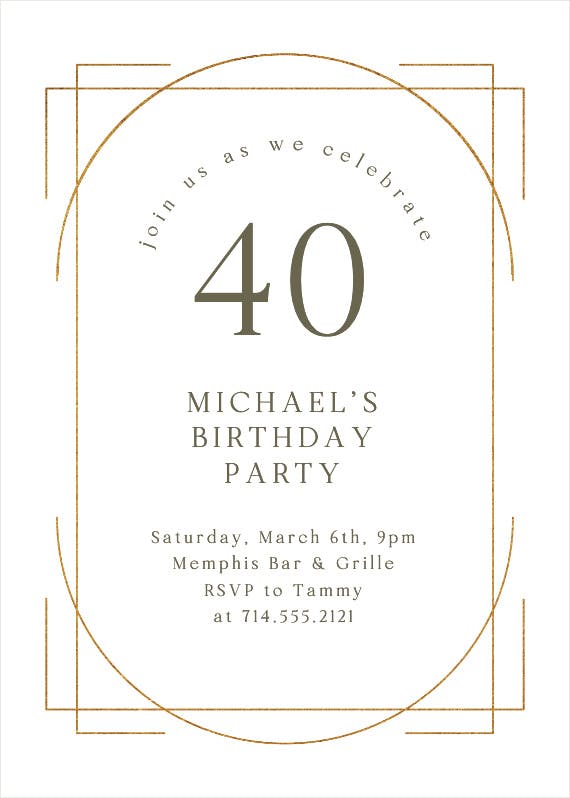Elegant 40 -  invitación de cumpleaños
