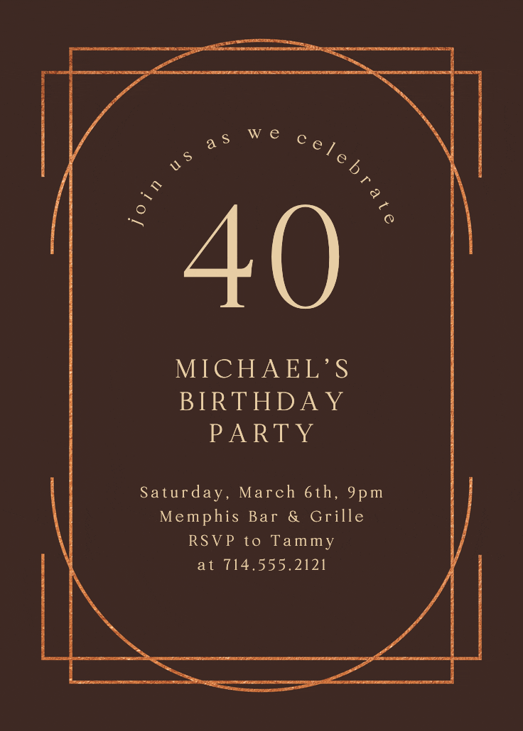 Elegant 40 - birthday invitation