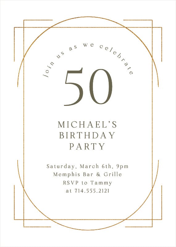 Elegant 50 - birthday invitation