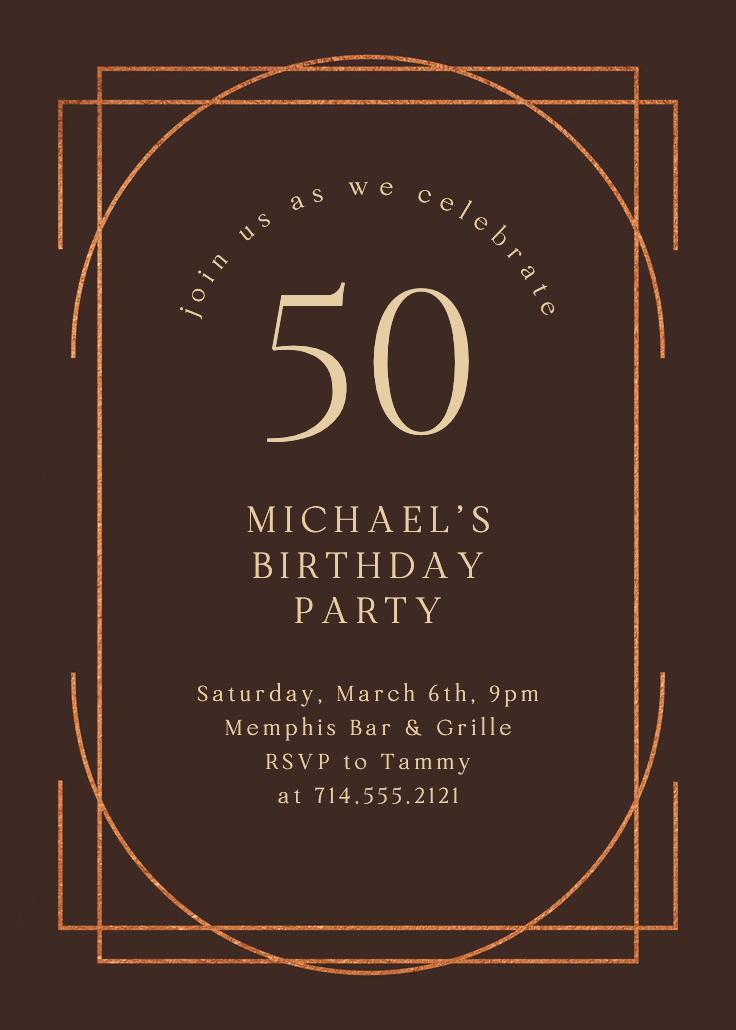 Elegant 50 - birthday invitation