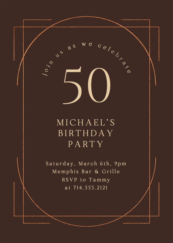 Elegant 50 - birthday invitation
