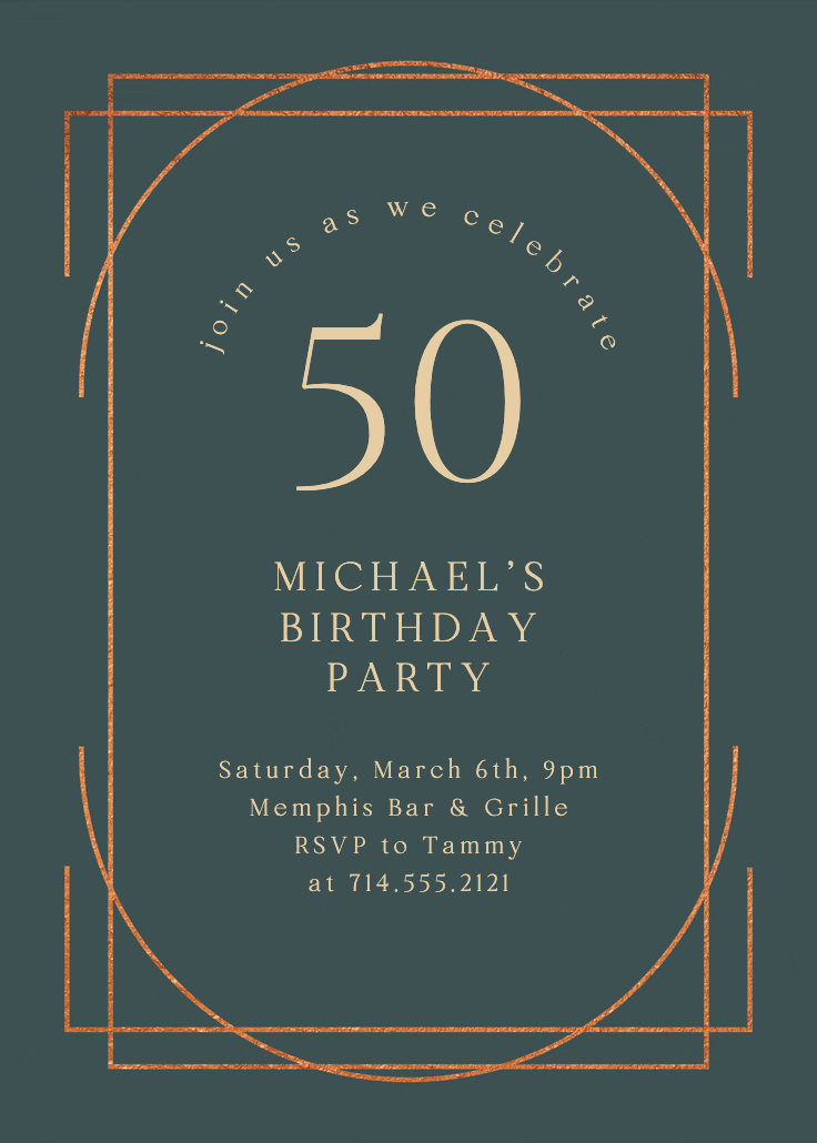Elegant 50 - birthday invitation