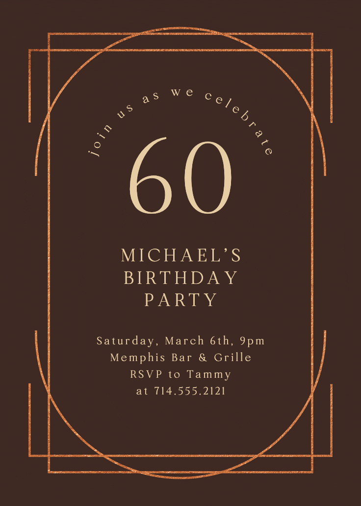 Elegant 60 - invitación de cumpleaños