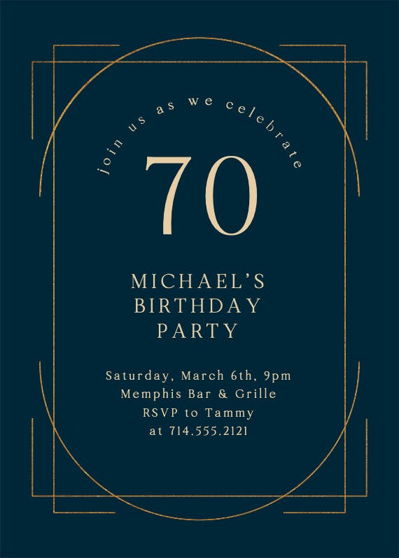 Elegant 70 - invitación de cumpleaños