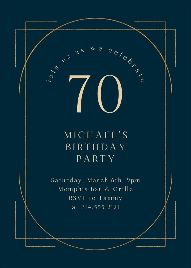 Elegant 70 - invitación de cumpleaños