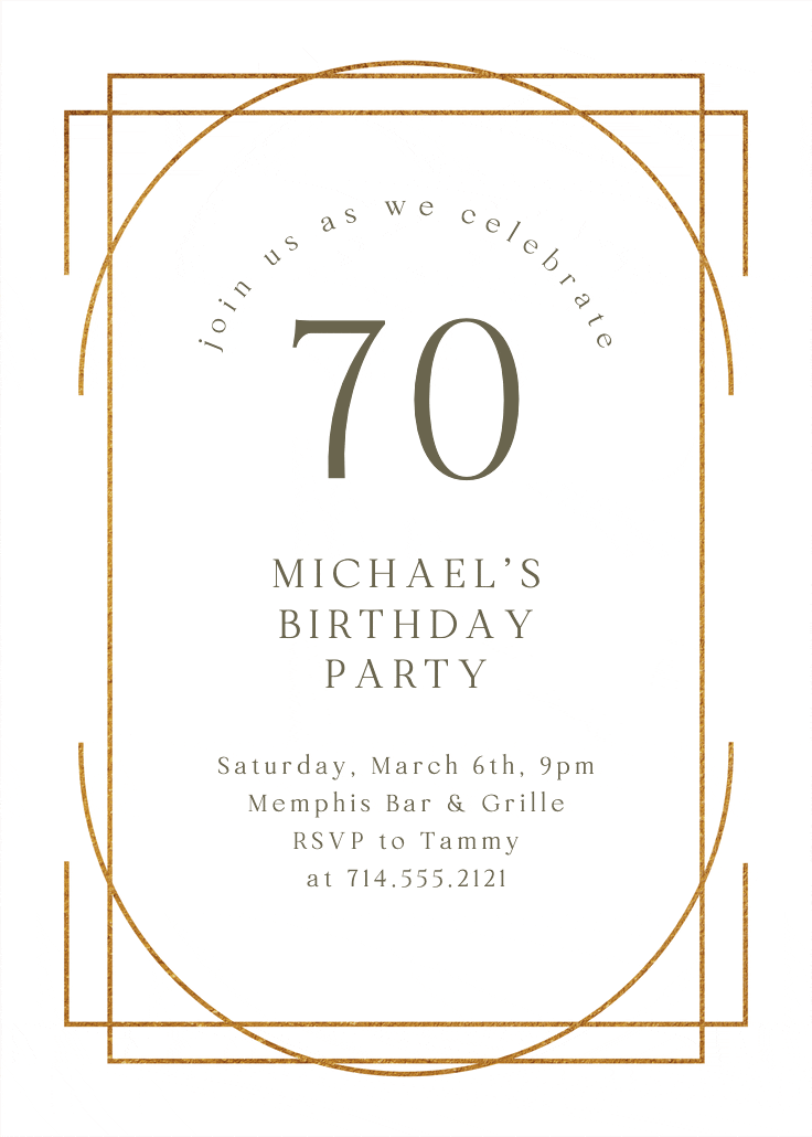 Elegant 70 - invitación de cumpleaños