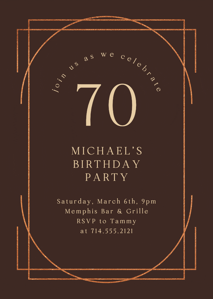 Elegant 70 - birthday invitation