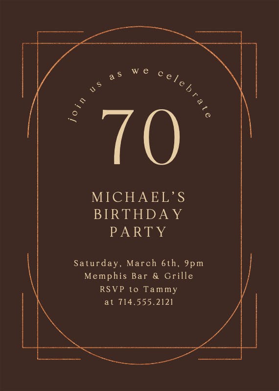 Elegant 70 - birthday invitation