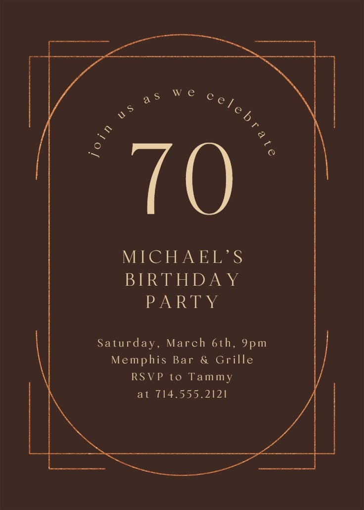 classy 70 birthday invitation template free