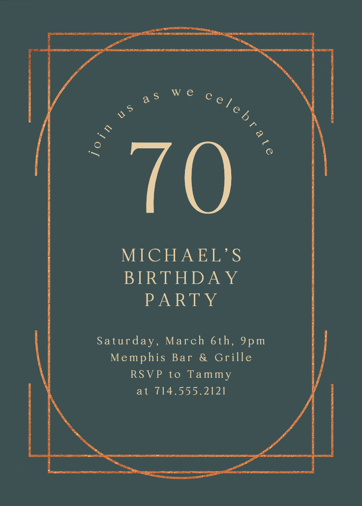 Elegant 70 - birthday invitation