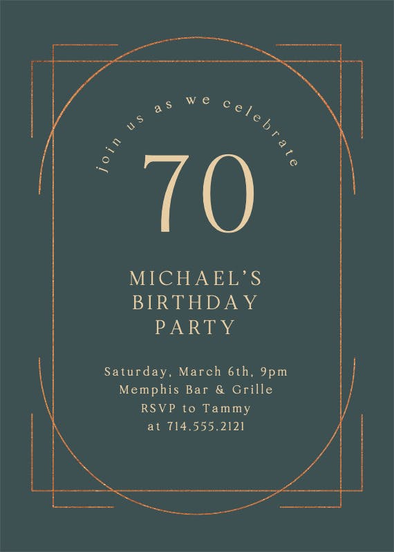 Elegant 70 - invitación de cumpleaños