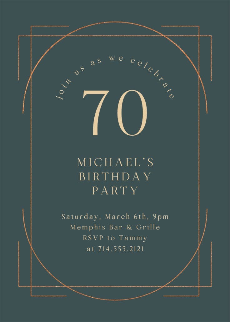 Elegant 70 - birthday invitation