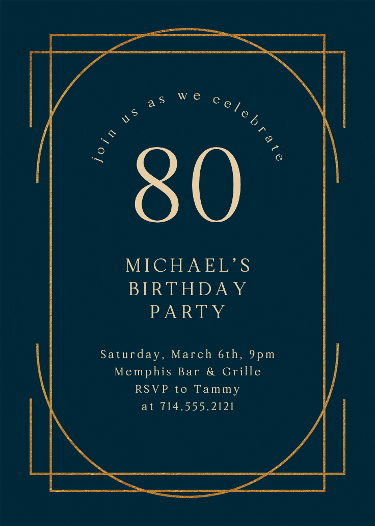 Elegant 80 - invitación de cumpleaños