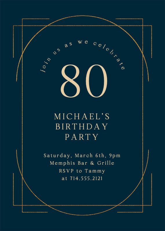 Elegant 80 - birthday invitation