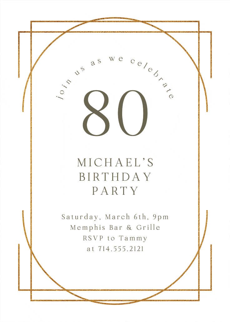 Elegant 80 - birthday invitation