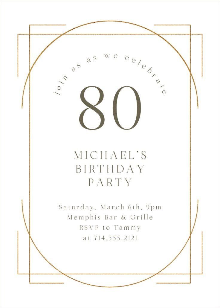 Elegant 80 -  invitación de cumpleaños