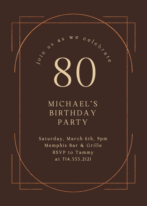 Elegant 80 - birthday invitation