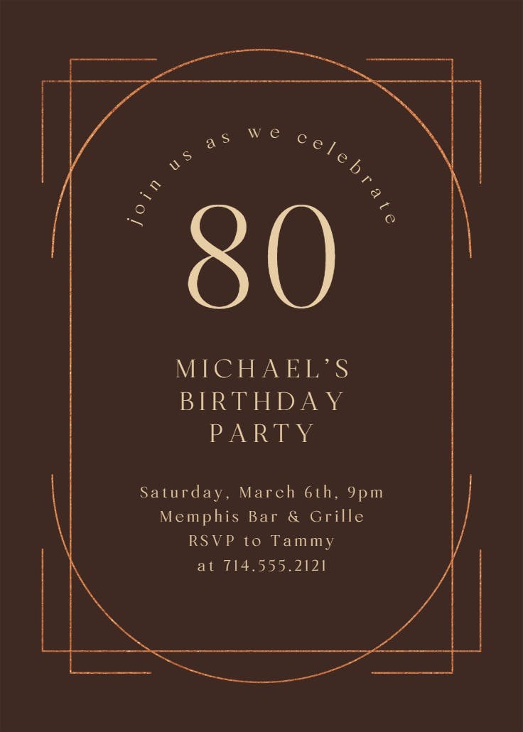 Elegant 80 -  invitación de cumpleaños